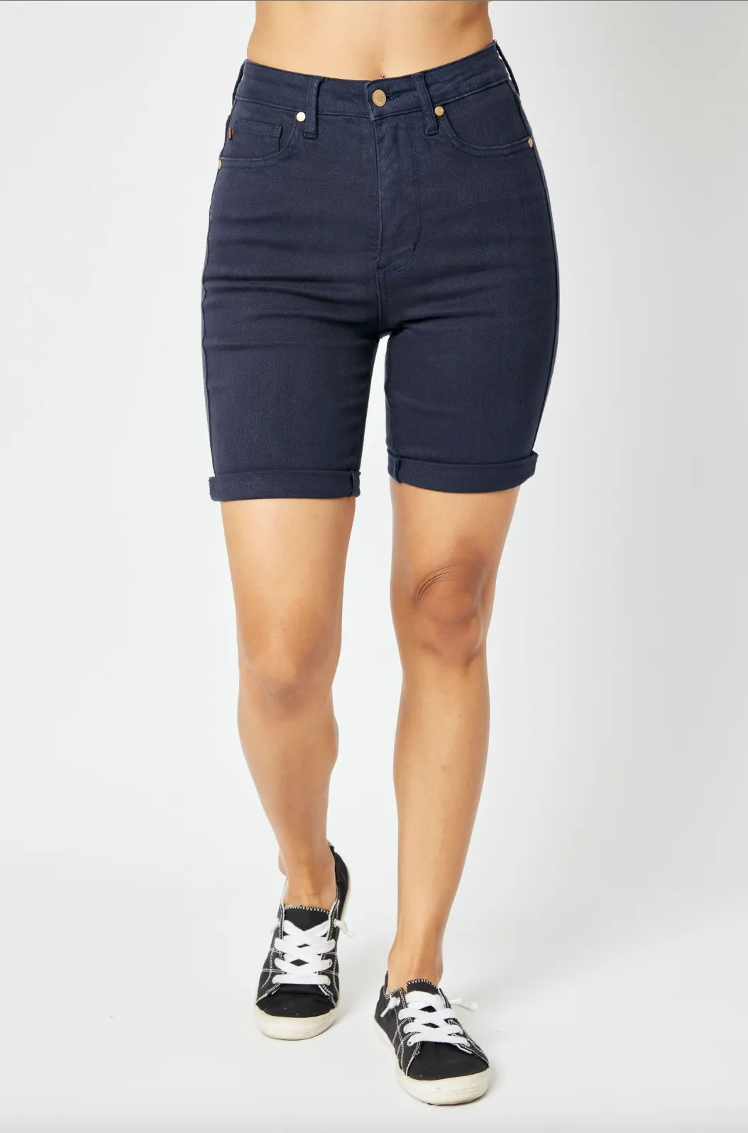 Judy Blue Tummy Control Bermuda Shorts - Navy