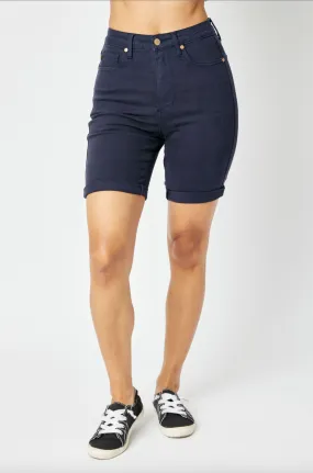 Judy Blue Tummy Control Bermuda Shorts - Navy