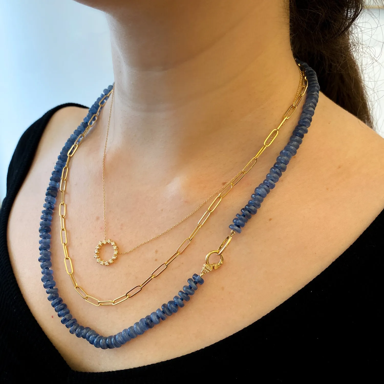 Kyanite Rondelle Beaded Necklace