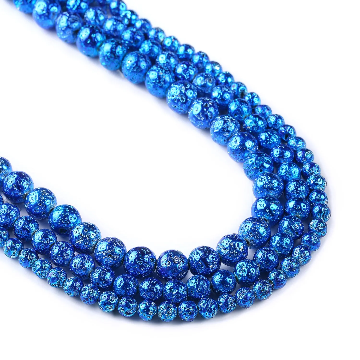 Lake Blue Lava Beads 6 8 10mm Jewelry Beads Round Volcanic Lava Beads Wholesale 15 Full Strand 103031