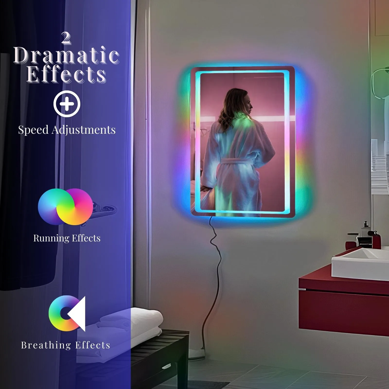 Loop 2 Wall Monted Bathroom Makeup Mirror with RGB Light