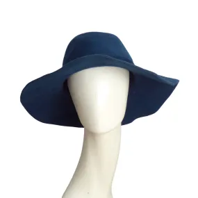 LORO PIANA- Blue Mohair Felt Wide Brim Hat, Size M