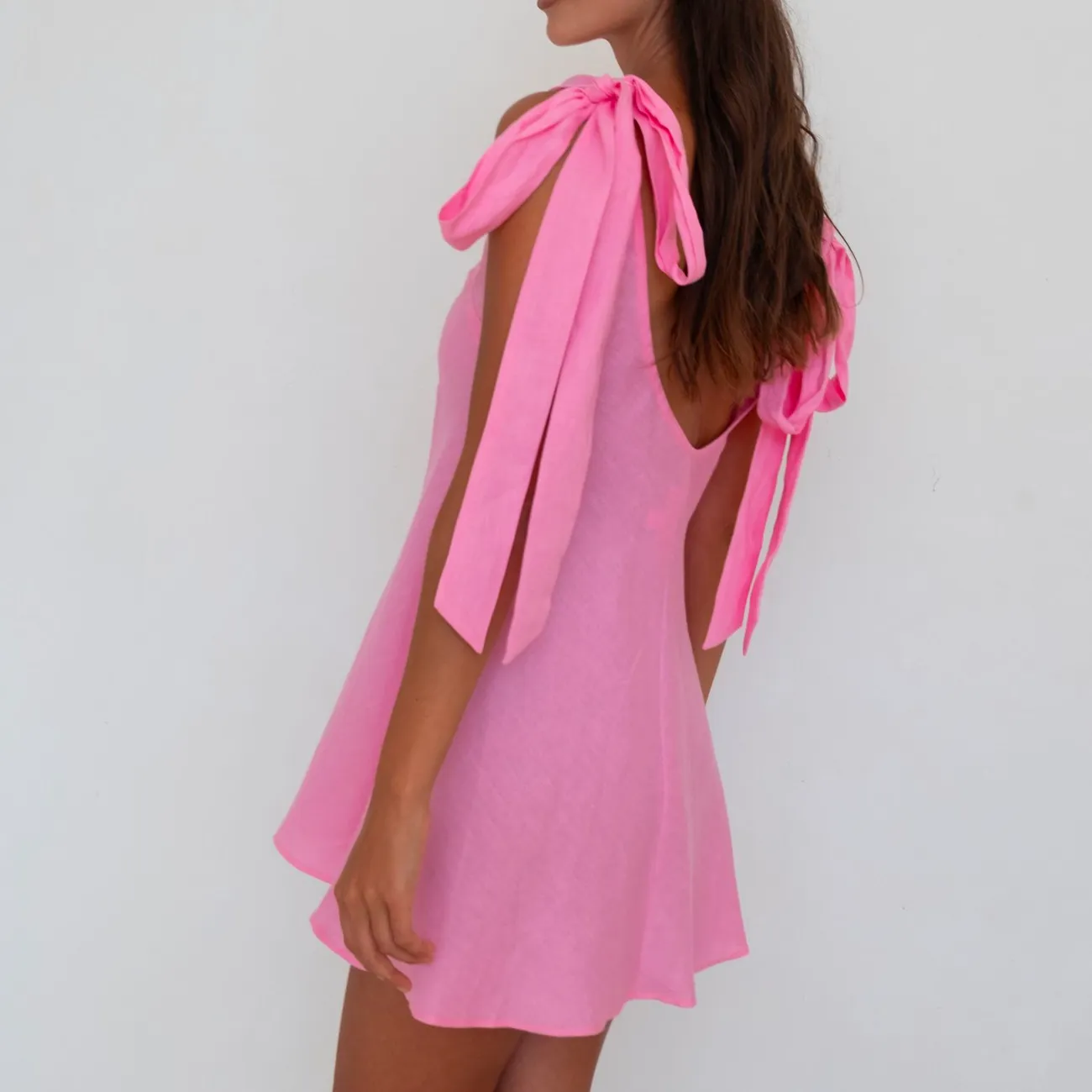 MINI WILMER DRESS BARBIE PINK LINEN