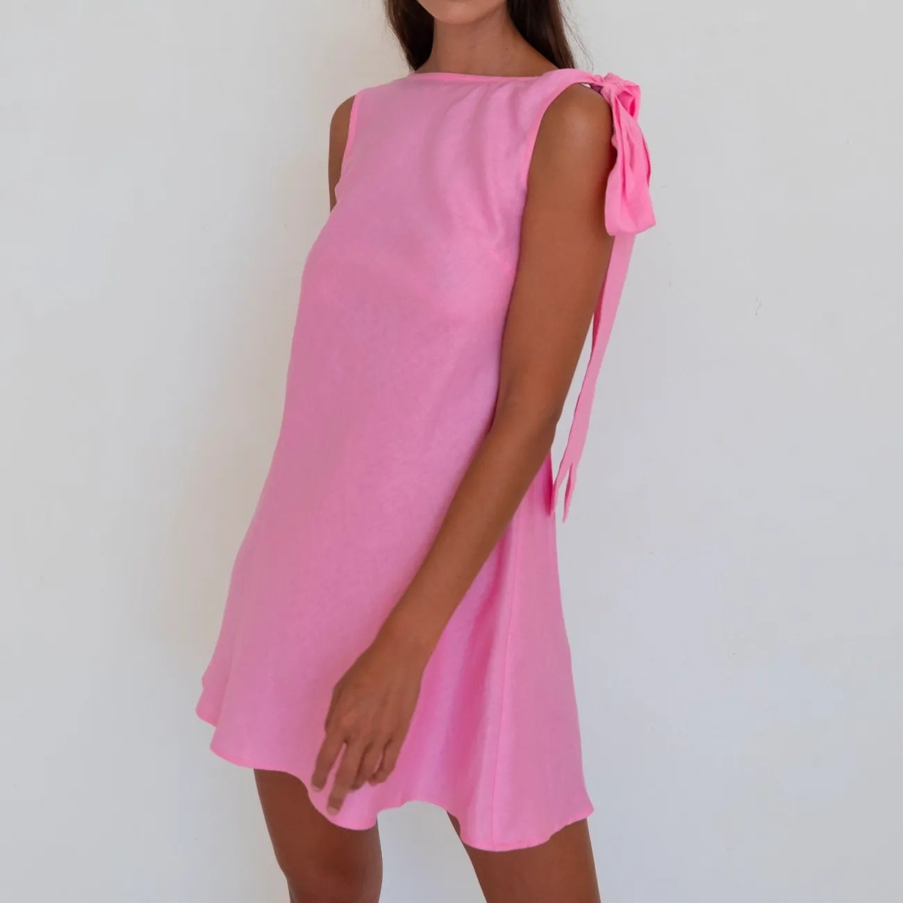 MINI WILMER DRESS BARBIE PINK LINEN