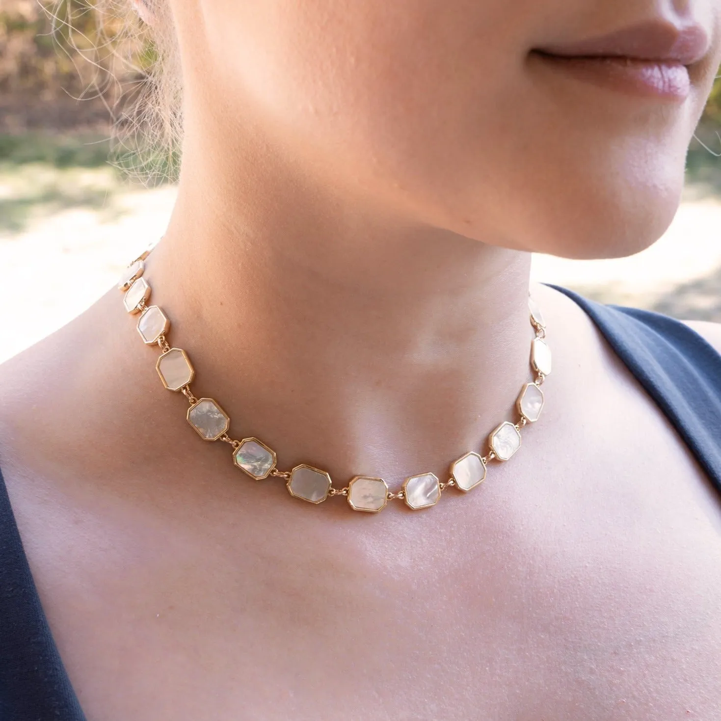 Mother of Pearl Statement Collar Necklace