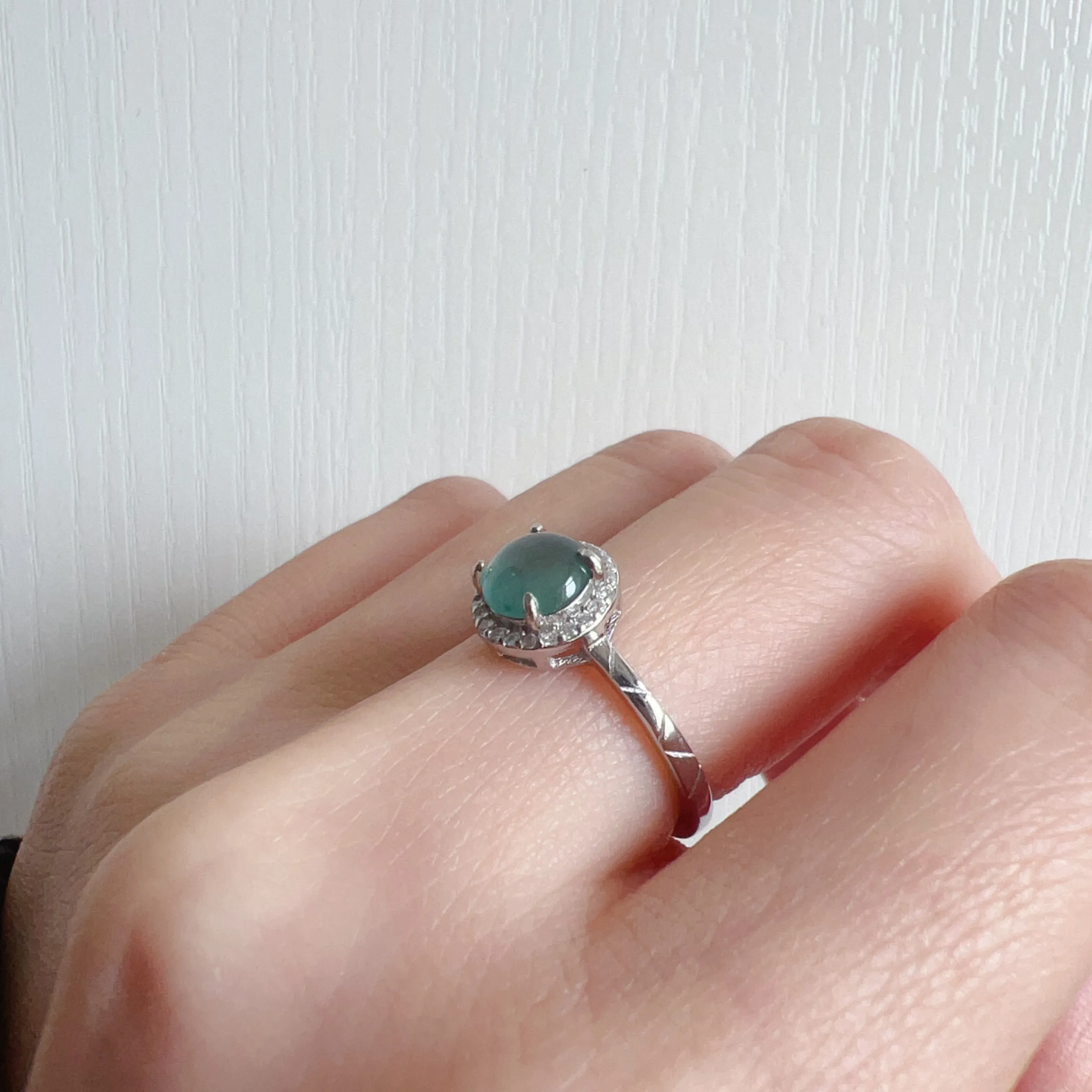 Natural Rare Blue-green Jadeite Ring Handmade with 925 Sterling Silver | One of a Kind Fashion Jewelry