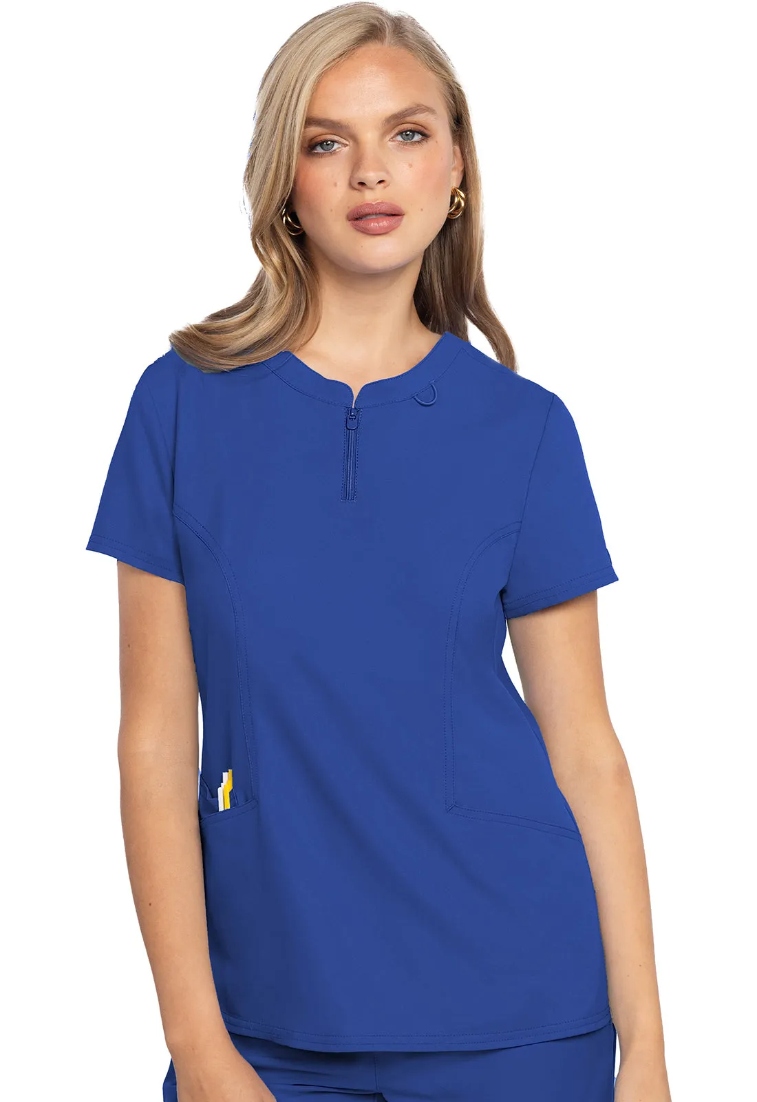 NEW FASHION! MC Insight Women's Zip Front Henley Scrub Top MC609