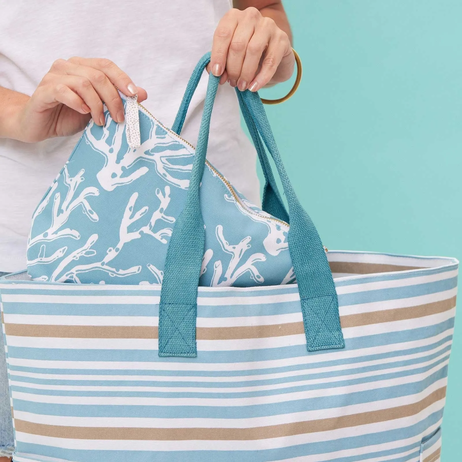 Ocean Blue Stripe Carryall