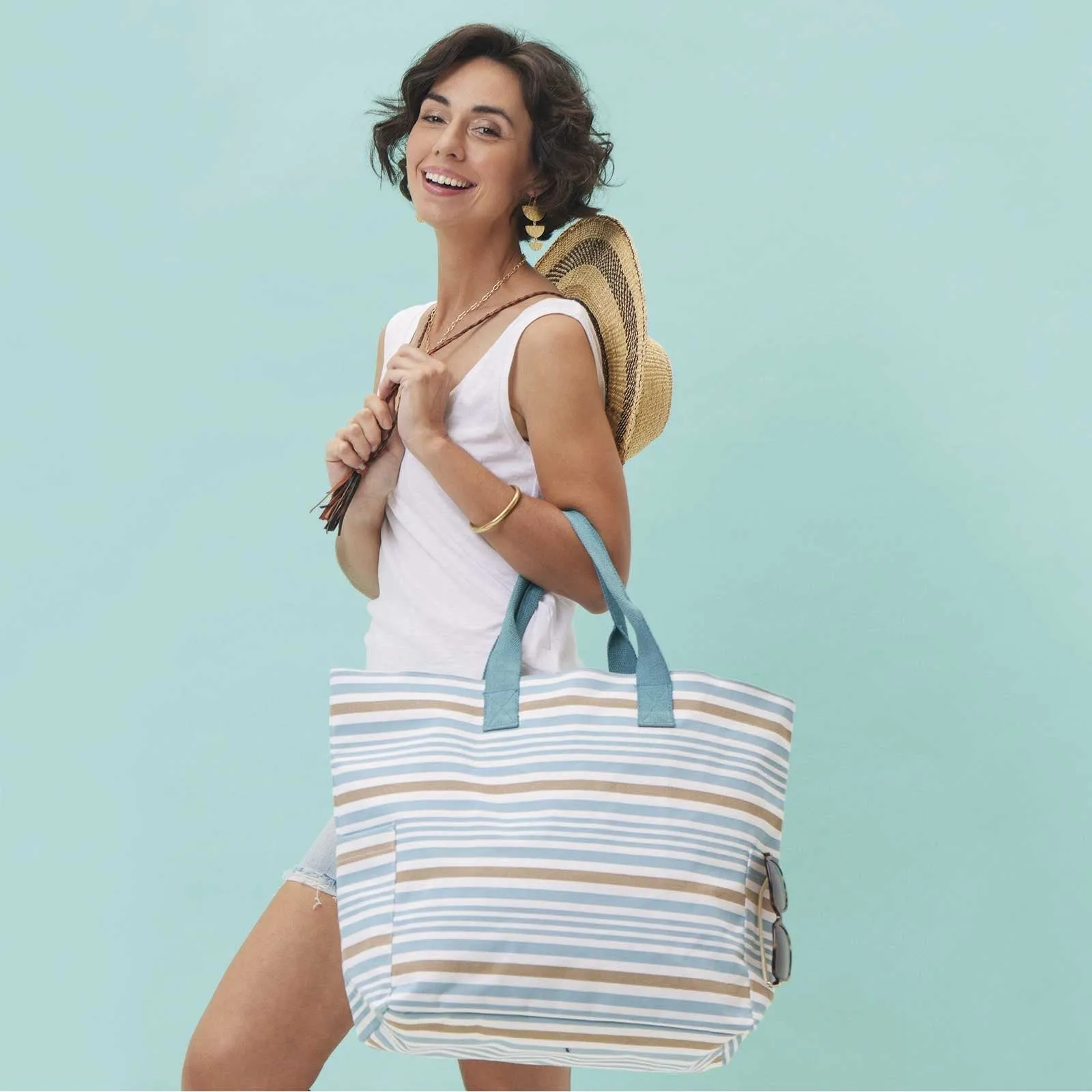 Ocean Blue Stripe Carryall