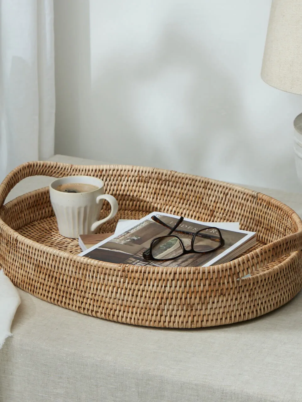 Oval Rattan Tray Natural