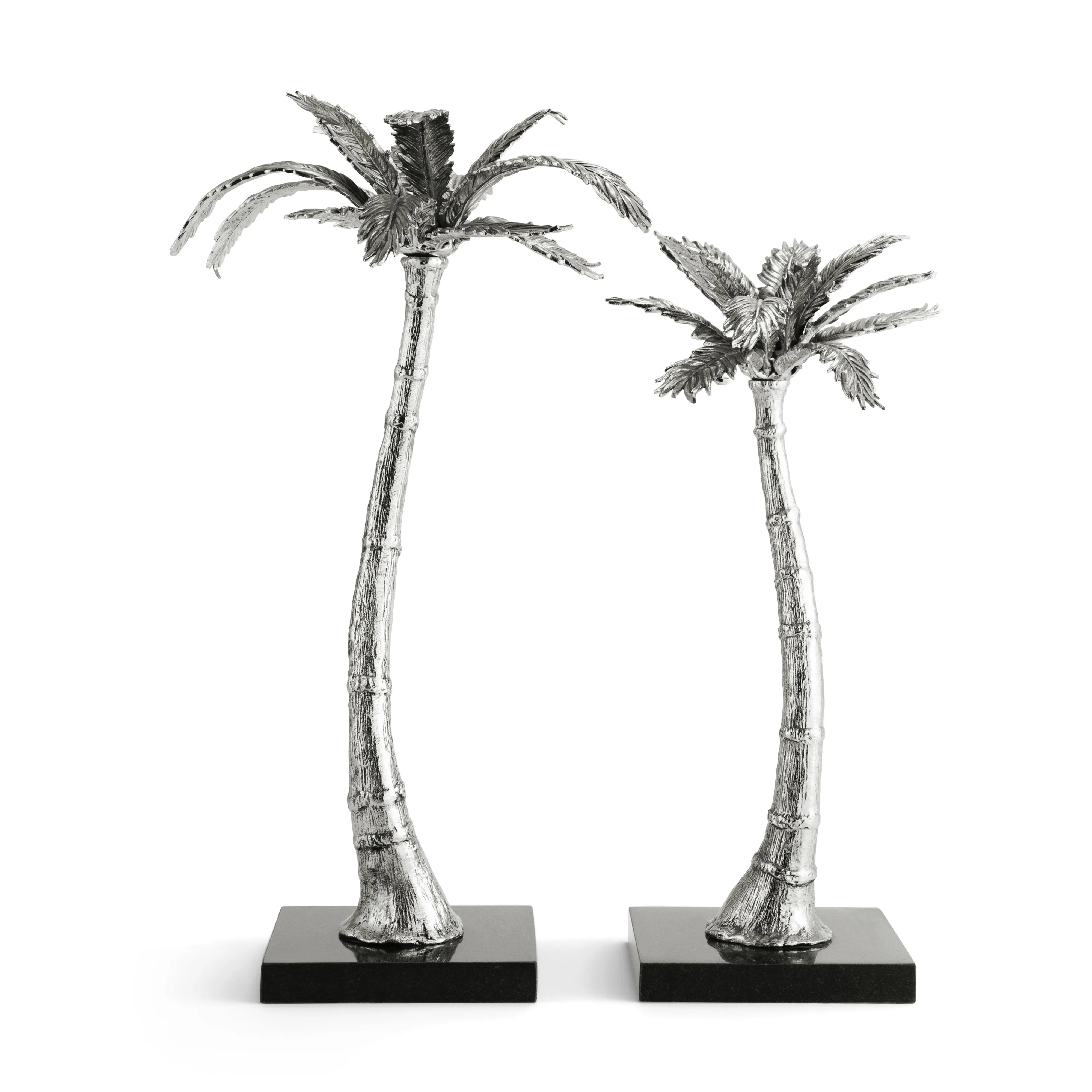 Palm Candleholders Nickelplate