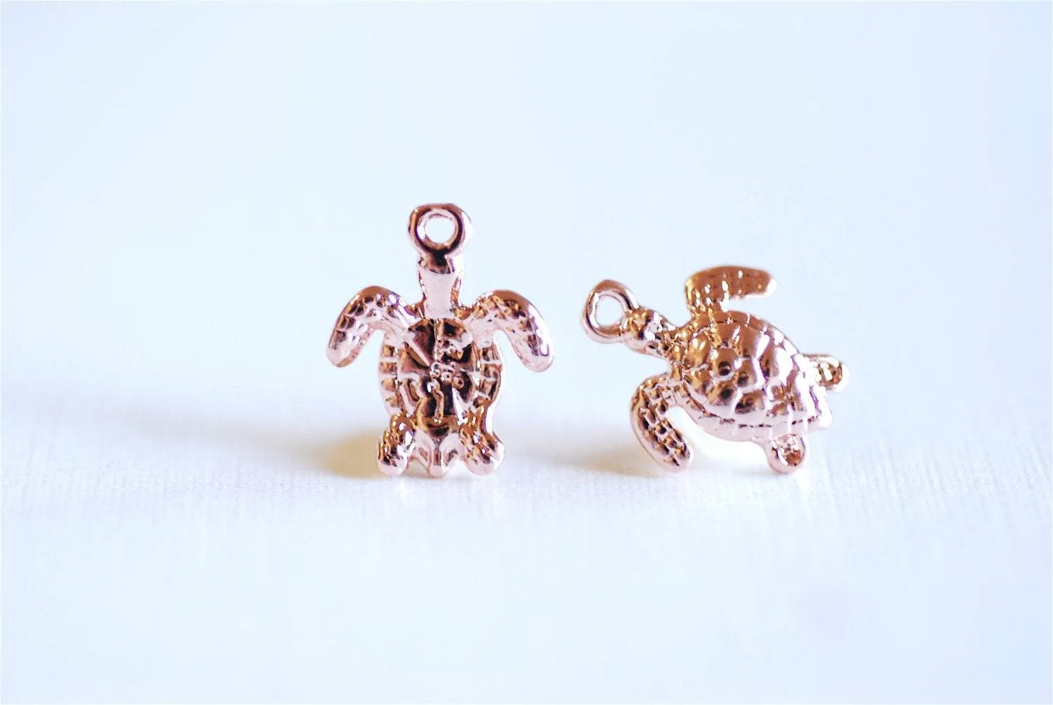 Pink Rose Wholesale Gold Vermeil Turtle Charm Pendant- 18k gold over Sterling Silver Turtle, Ocean Sea Turtle Charm, Hawaiian Honu Sea Turtle, 287