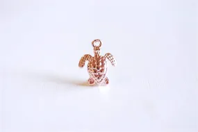 Pink Rose Wholesale Gold Vermeil Turtle Charm Pendant- 18k gold over Sterling Silver Turtle, Ocean Sea Turtle Charm, Hawaiian Honu Sea Turtle, 287