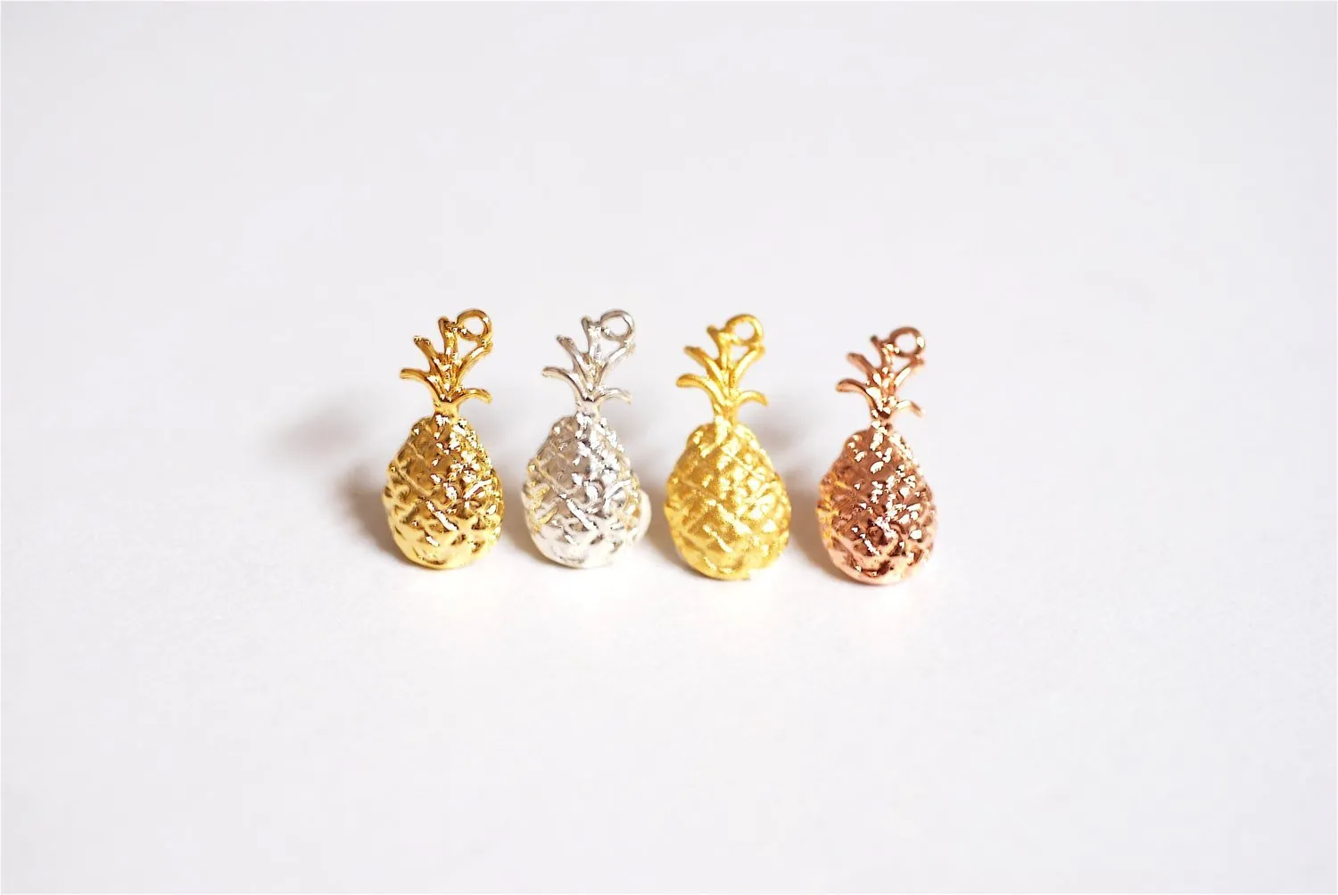 Pink Rose Wholesale Vermeil Gold Pineapple Charm Pendant- 18k gold plated over Sterling Silver, Hawaiian Pineapple, Pineapple Charm, Fruit Charm, 275