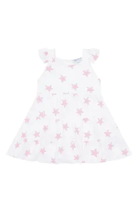 Pink Stars Print Ruffle Dress