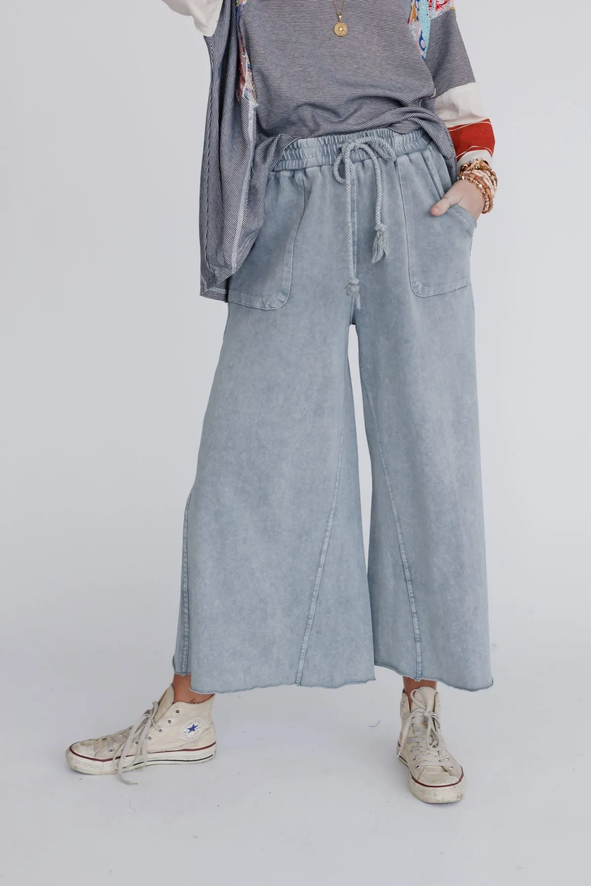 Relaxing Robin Wide Leg Pant - Faded Teal