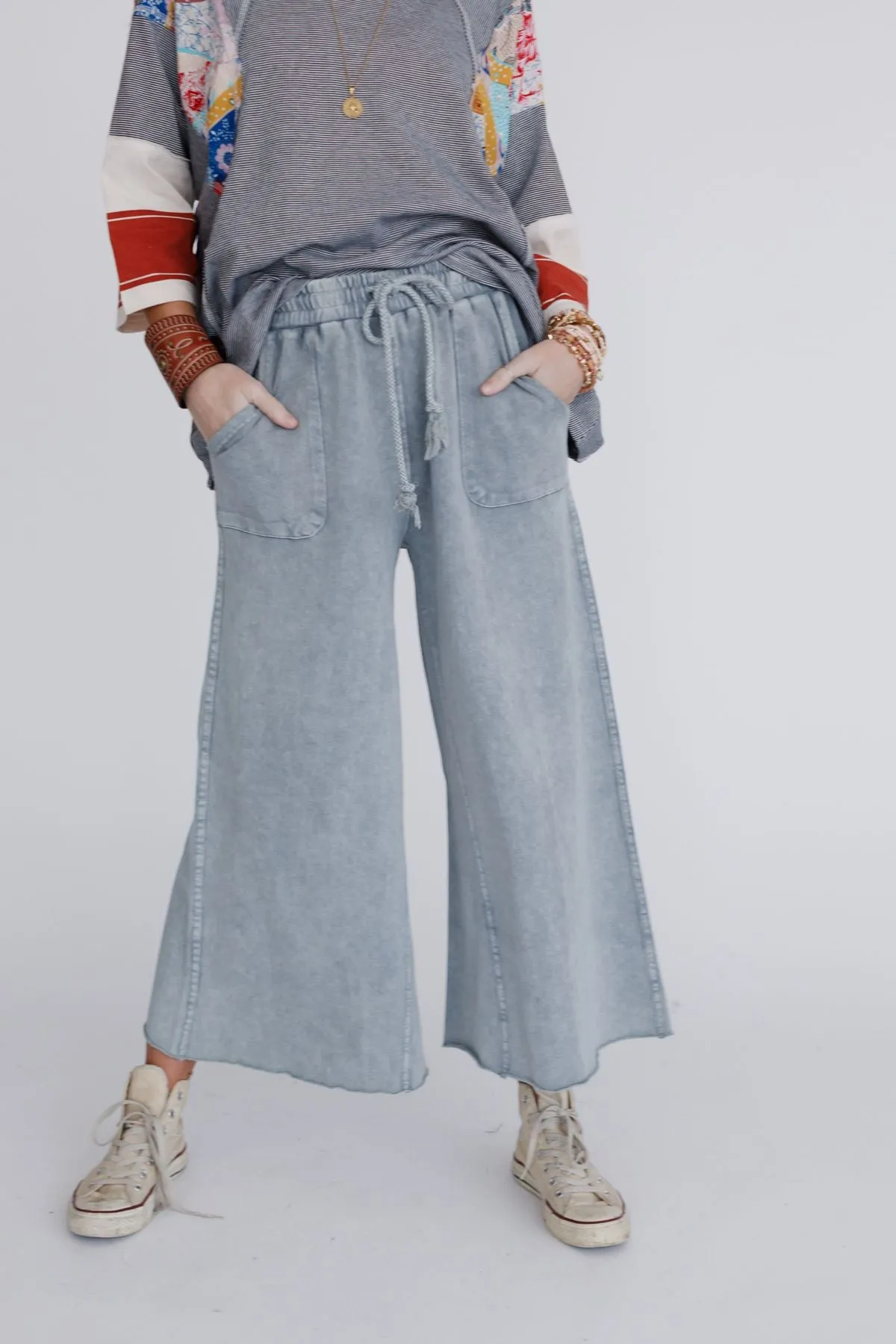 Relaxing Robin Wide Leg Pant - Faded Teal