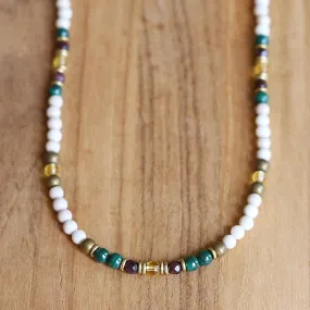 Riverstone Malachite and Garnet Delicate Necklace *Final Sale*