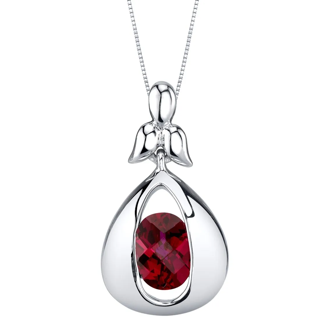 Ruby Pendant Sterling Silver Oval Shape 1.5 Carat