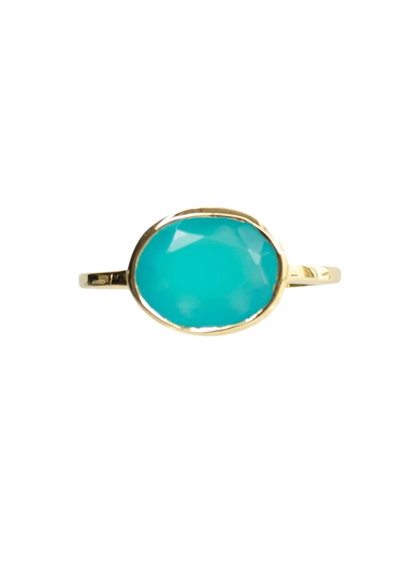 SALE Hampton Aqua Chalcedony Gold Ring *As Seen On The Bachelorette*