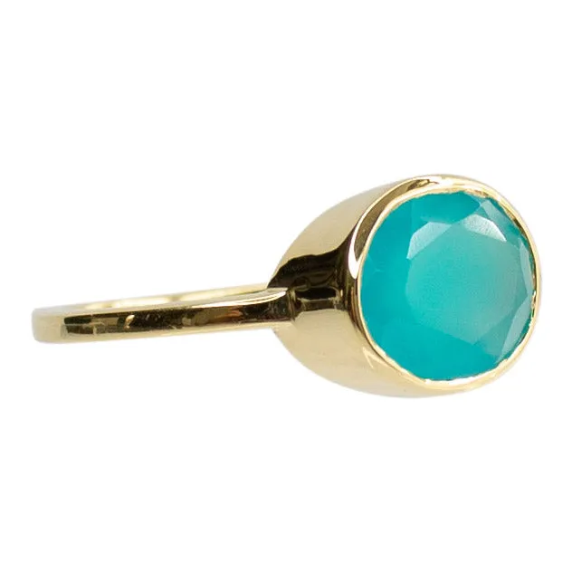 SALE Hampton Aqua Chalcedony Gold Ring *As Seen On The Bachelorette*