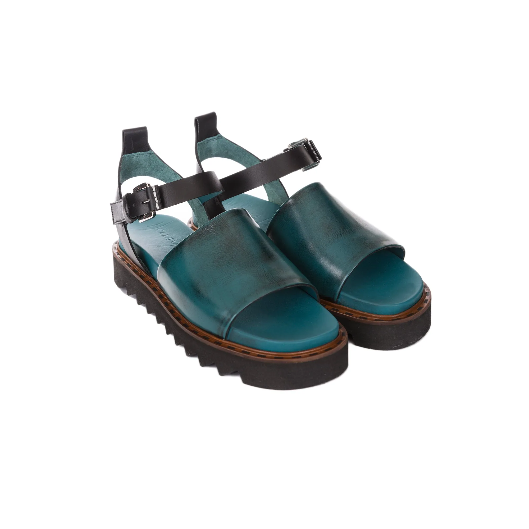 Sandal Zeppa Spazzolato Blue