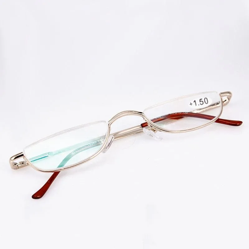 Seemfly Fashion Style Small Half Frame Reading Glasses Ultralight Clear Presbyopic Glasses Portable Gift For Old Men And Women