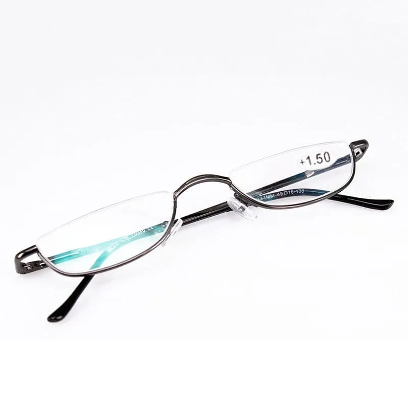 Seemfly Fashion Style Small Half Frame Reading Glasses Ultralight Clear Presbyopic Glasses Portable Gift For Old Men And Women