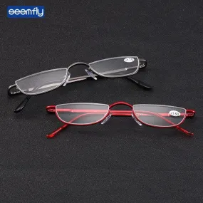 Seemfly Fashion Style Small Half Frame Reading Glasses Ultralight Clear Presbyopic Glasses Portable Gift For Old Men And Women