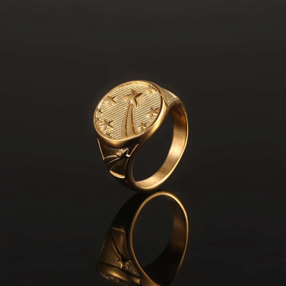 Shooting Star Signet Ring - Gold