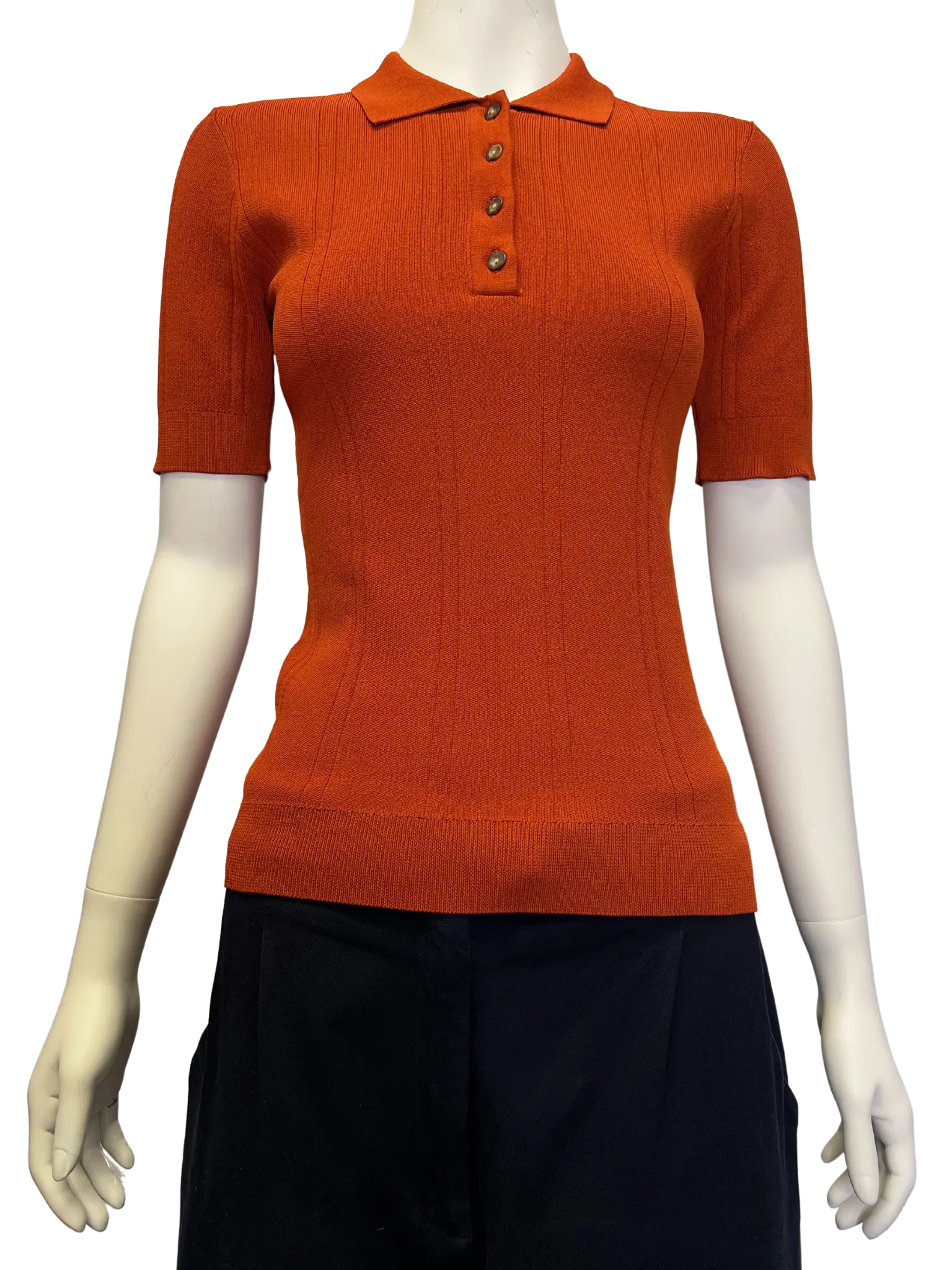 Size XS - Kloke Rust Red Knit Polo Top