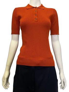 Size XS - Kloke Rust Red Knit Polo Top