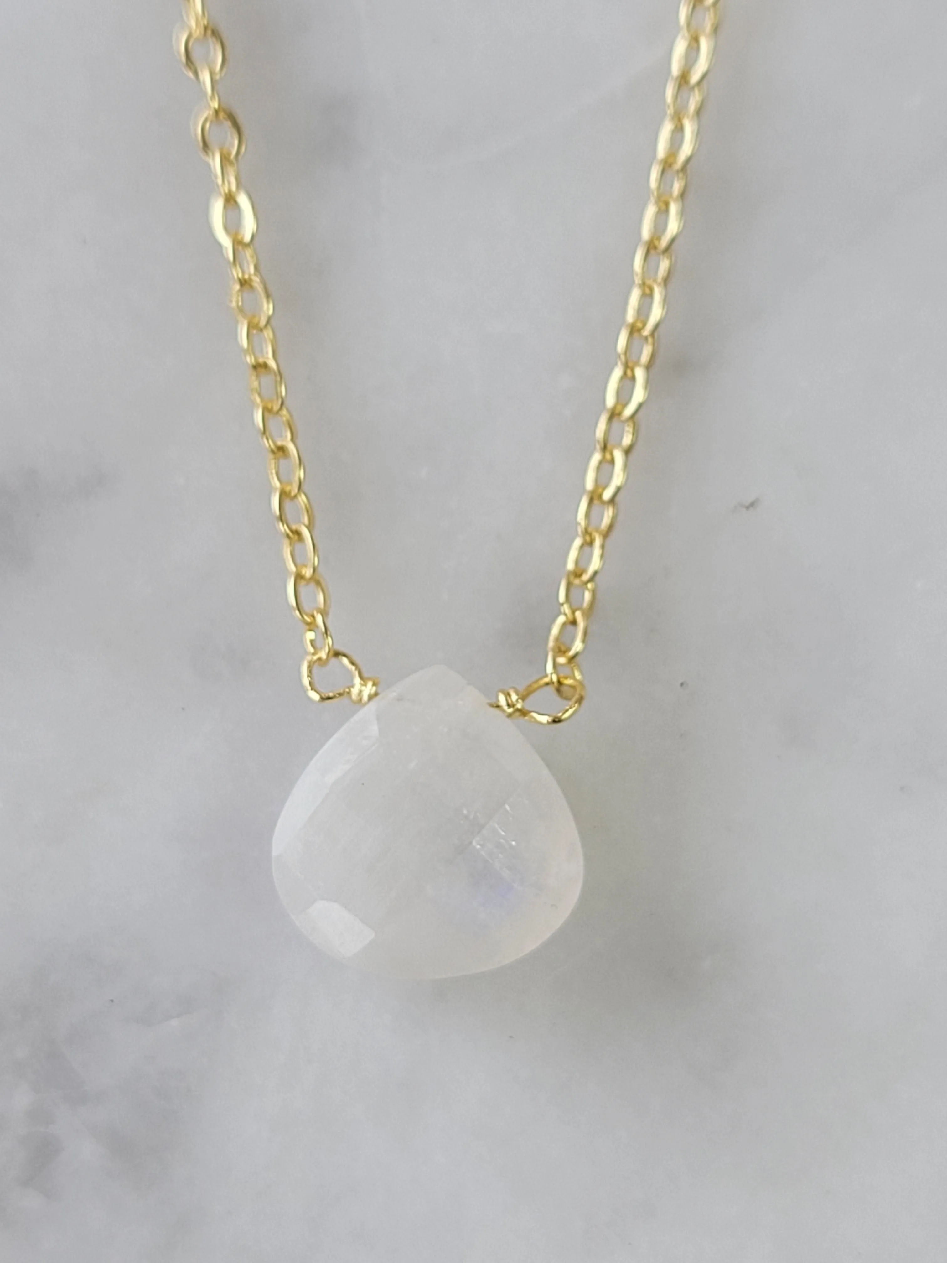 Stephanie Delicate Drop Necklace in Moonstone