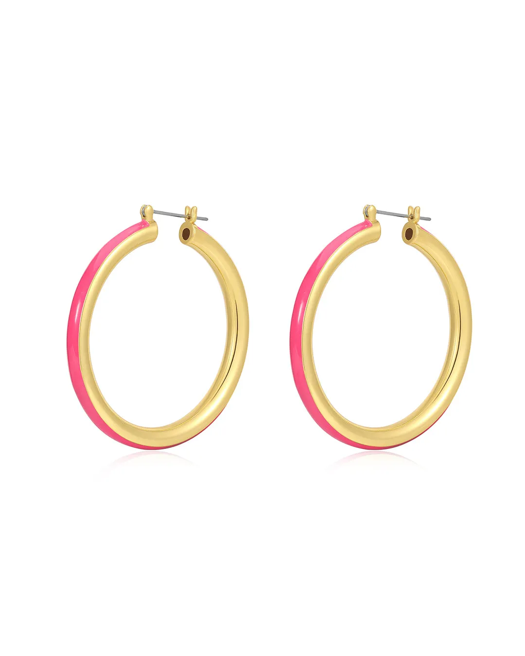 Stripe Amalfi Hoops- Hot Pink- Gold