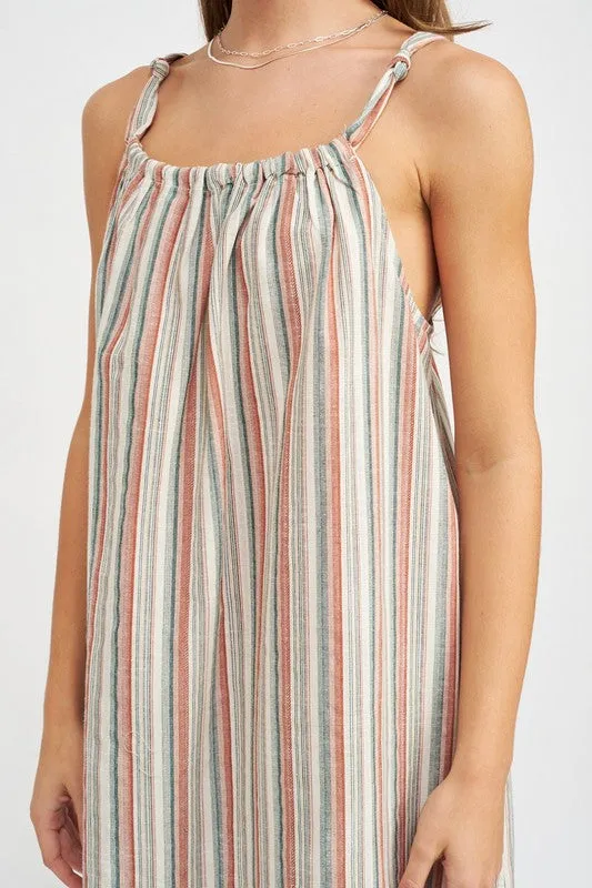 Summer Free Striped Maxi Dress With Pockets