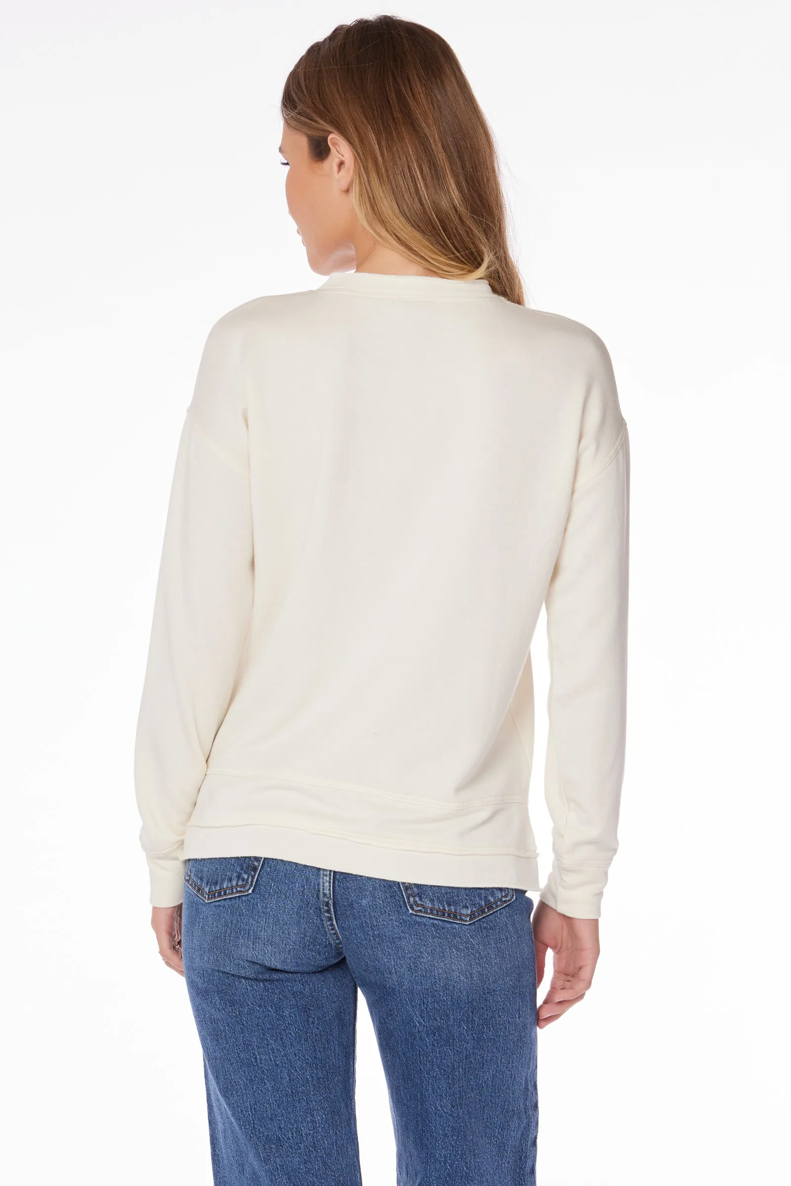 SWEATSHIRT WITH RAW EDGE DETAIL