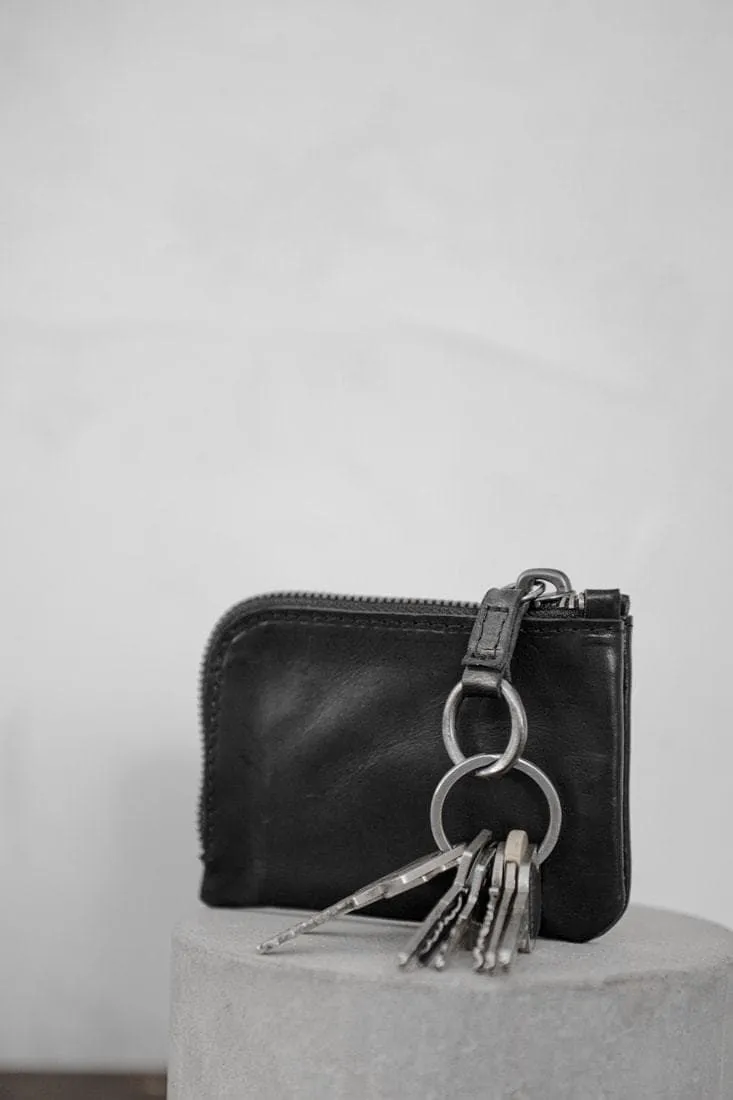 Tagliovivo | Small Zipped Wallet | Leder-Geldbörse mit Schlüsselanhänger in schwarz