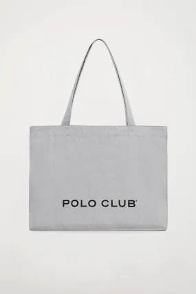 Tote bag gris con print Polo Club