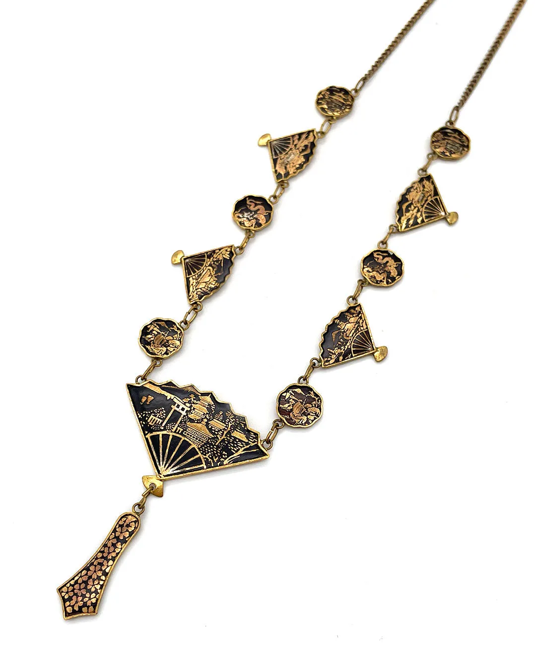 【USA輸入】 ヴィンテージ オリエンタル ファン ダマシン ネックレス/VINTAGE ORIENTAL FAN DAMASCENE Necklace