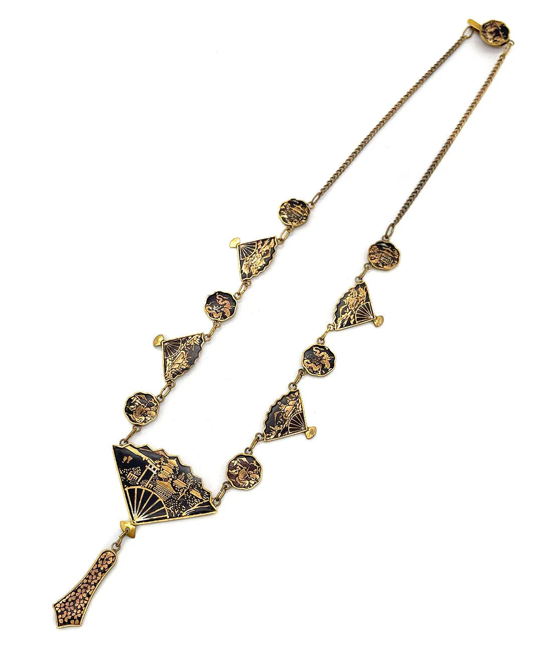 【USA輸入】 ヴィンテージ オリエンタル ファン ダマシン ネックレス/VINTAGE ORIENTAL FAN DAMASCENE Necklace