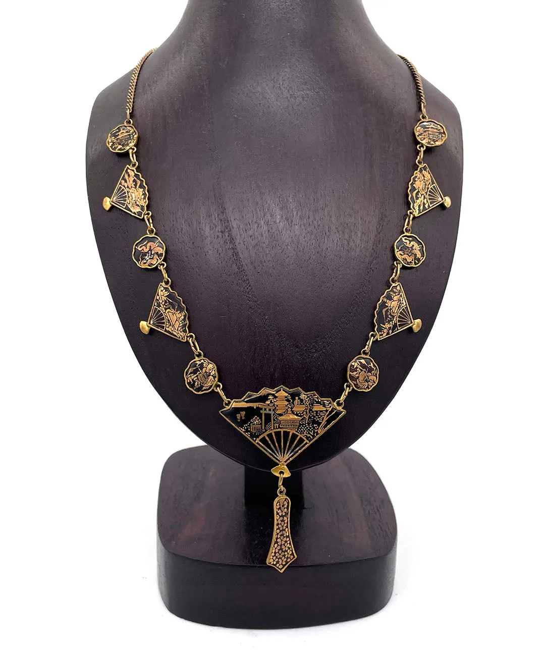 【USA輸入】 ヴィンテージ オリエンタル ファン ダマシン ネックレス/VINTAGE ORIENTAL FAN DAMASCENE Necklace