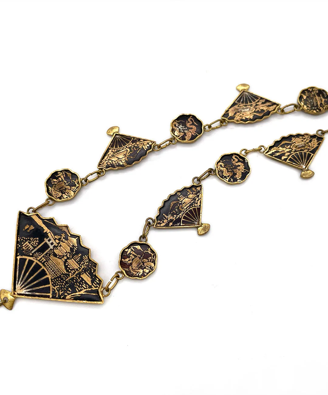 【USA輸入】 ヴィンテージ オリエンタル ファン ダマシン ネックレス/VINTAGE ORIENTAL FAN DAMASCENE Necklace