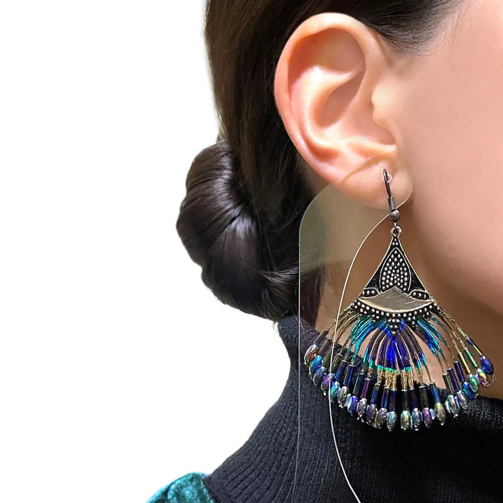 【USA輸入】 ヴィンテージ フェザー ピーコック ピアス/Vintage Feather Peacock Post Earrings