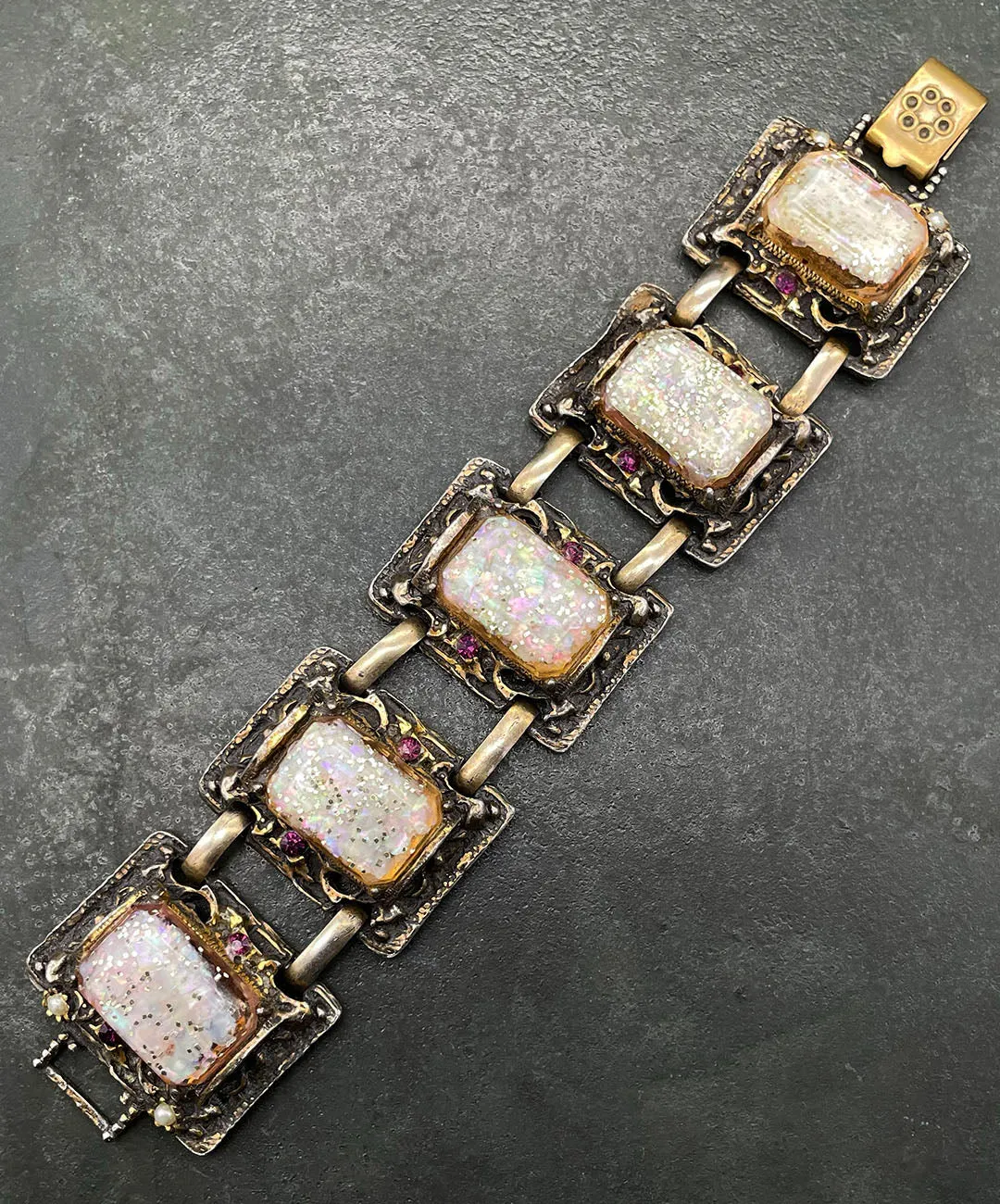 【USA輸入】ヴィンテージ SELRO コンフェッティ ルーサイト ブレスレット/Vintage SELRO Confetti Lucite Bracelet