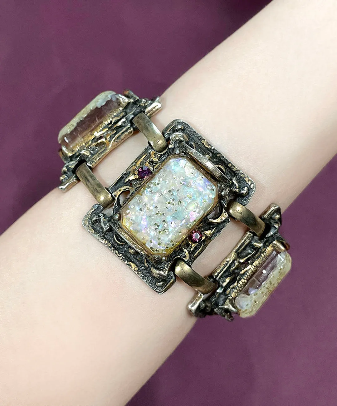 【USA輸入】ヴィンテージ SELRO コンフェッティ ルーサイト ブレスレット/Vintage SELRO Confetti Lucite Bracelet