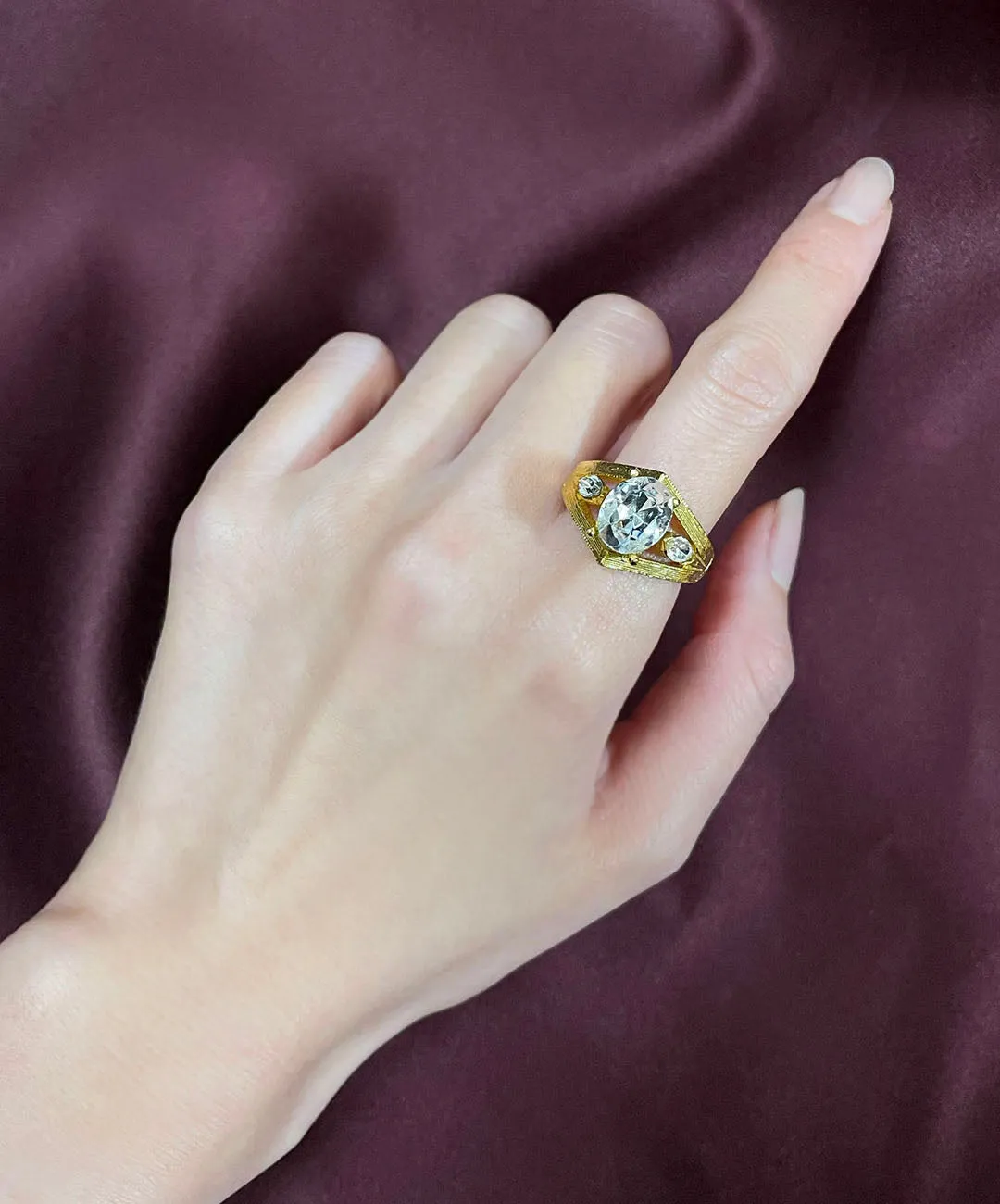 【USA輸入】ヴィンテージ VOGUE クリア ビジュー リング/Vintage VOGUE Clear Bijou Ring