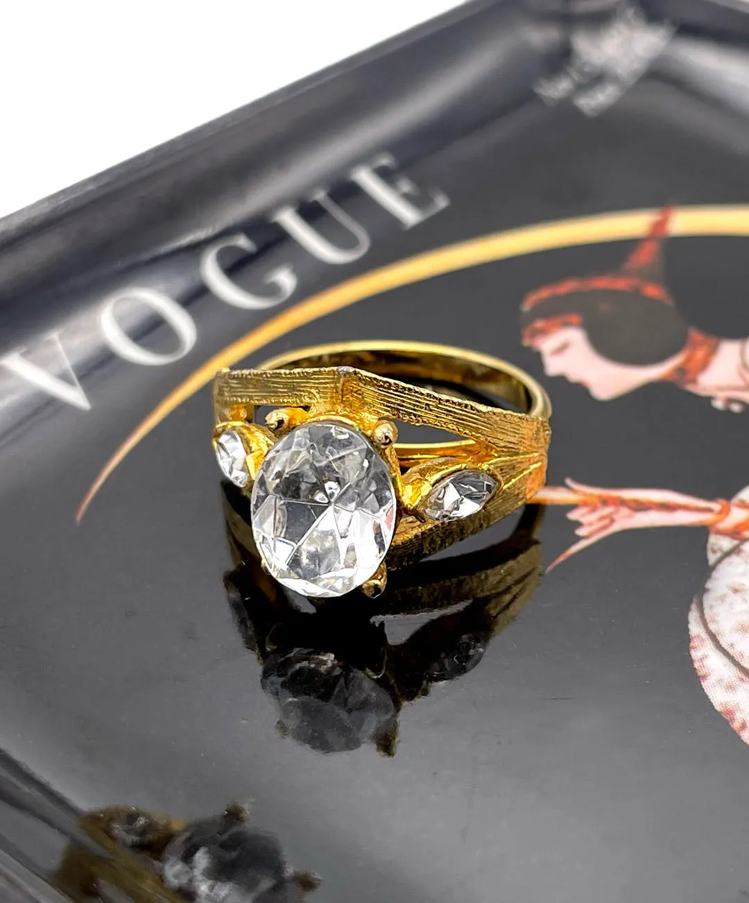 【USA輸入】ヴィンテージ VOGUE クリア ビジュー リング/Vintage VOGUE Clear Bijou Ring