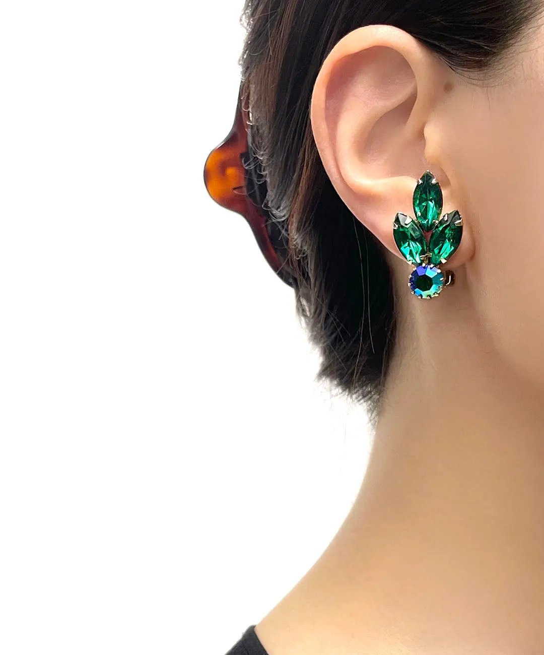 【USA輸入】ヴィンテージ エメラルド ビジュー イヤリング/Vintage Emerald Bijou Clip On Earrings