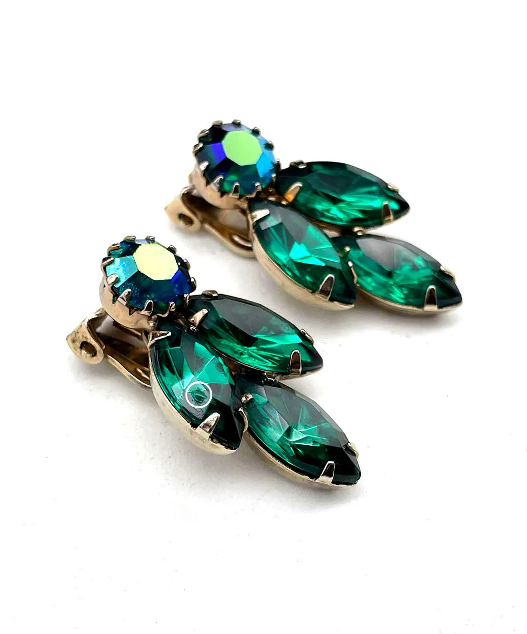 【USA輸入】ヴィンテージ エメラルド ビジュー イヤリング/Vintage Emerald Bijou Clip On Earrings