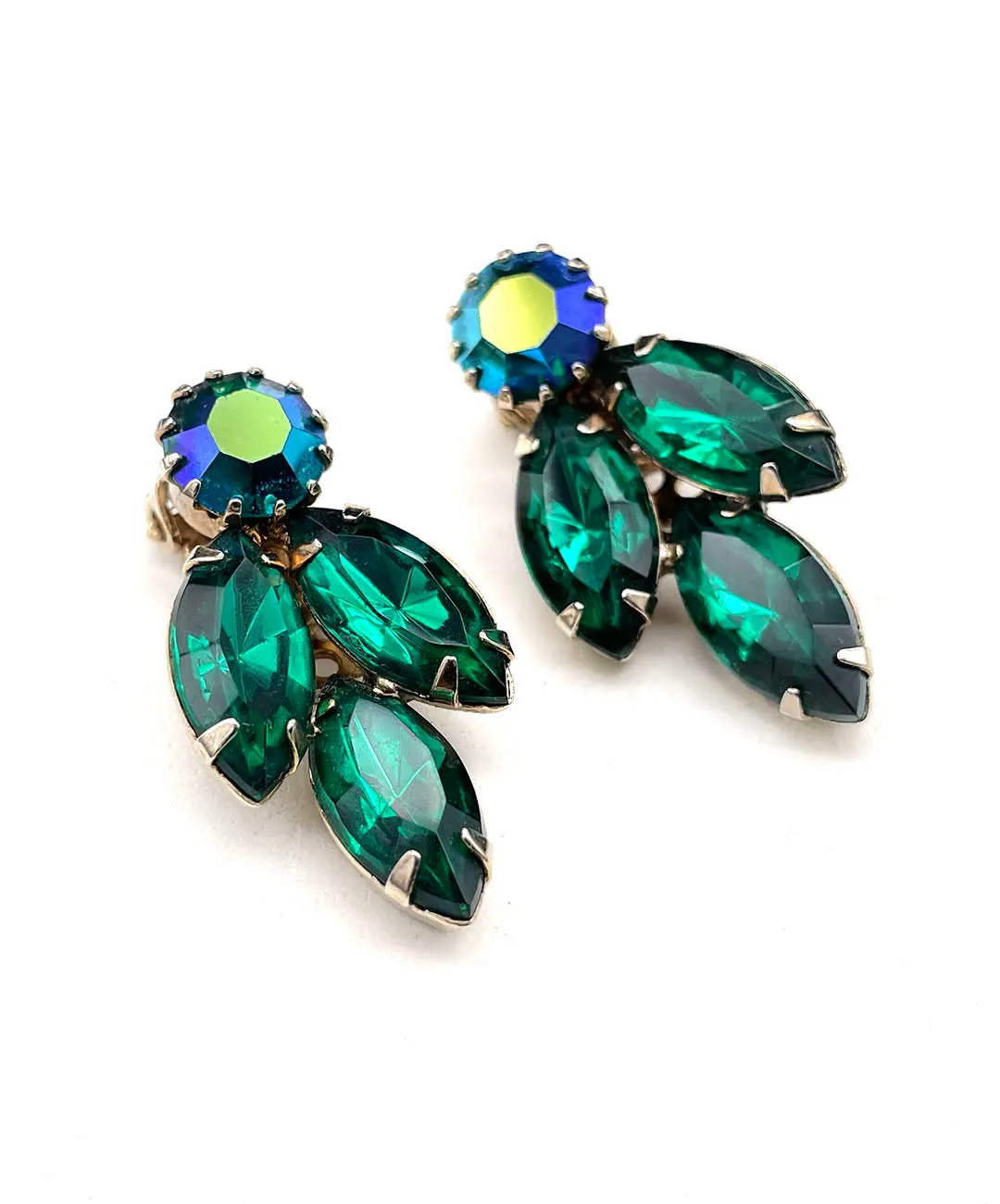 【USA輸入】ヴィンテージ エメラルド ビジュー イヤリング/Vintage Emerald Bijou Clip On Earrings